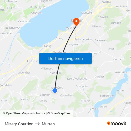 Misery-Courtion to Murten map