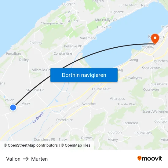 Vallon to Murten map