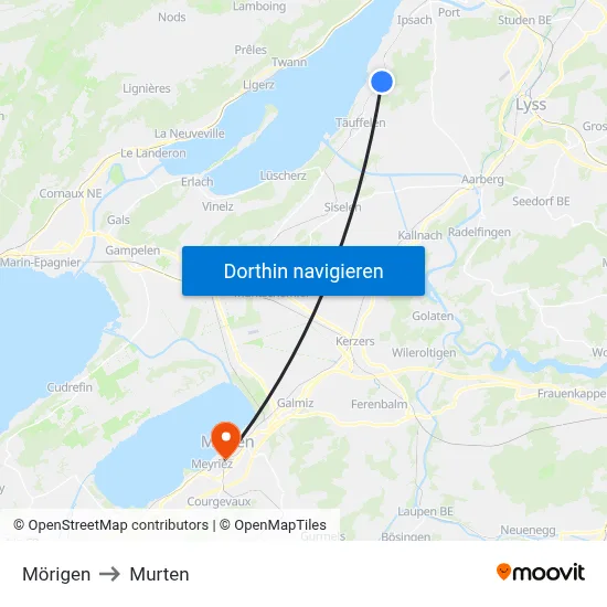 Mörigen to Murten map