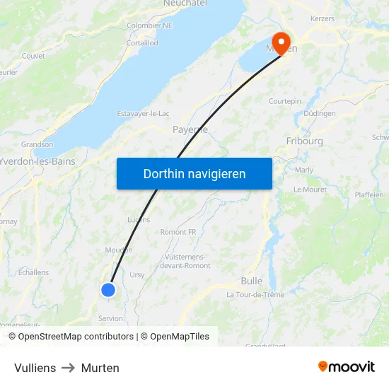 Vulliens to Murten map