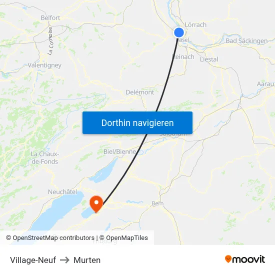 Village-Neuf to Murten map