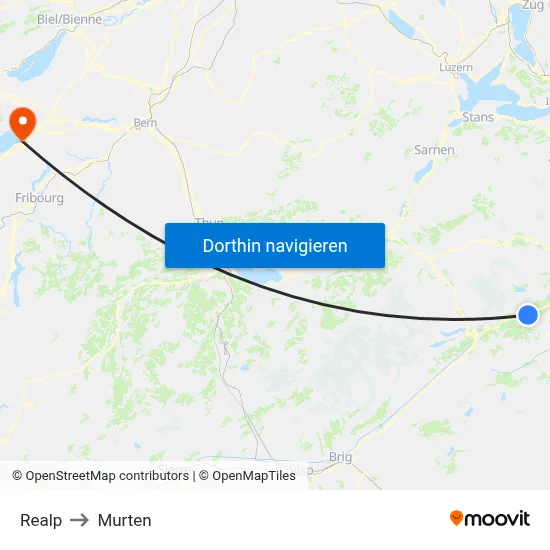 Realp to Murten map