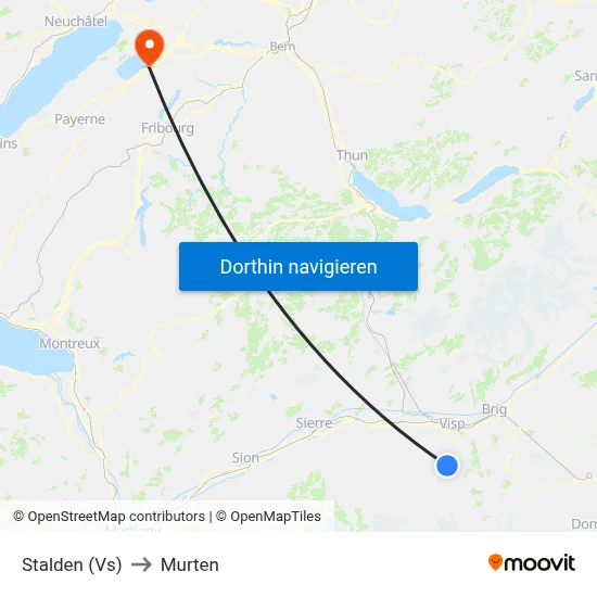 Stalden (Vs) to Murten map