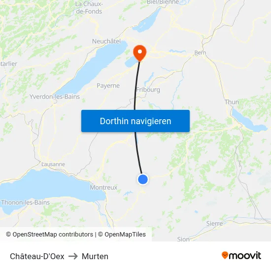 Château-D'Oex to Murten map