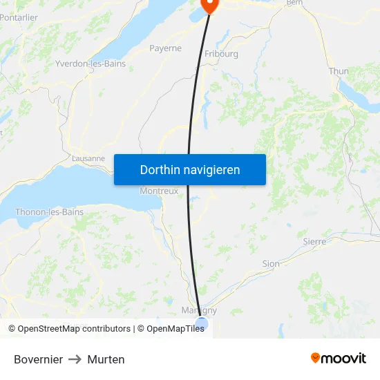Bovernier to Murten map