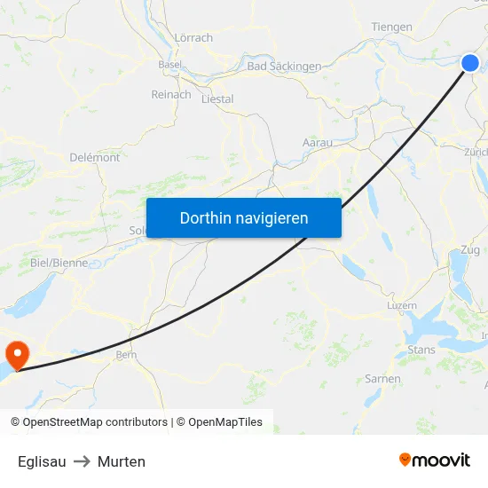 Eglisau to Murten map