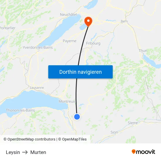 Leysin to Murten map