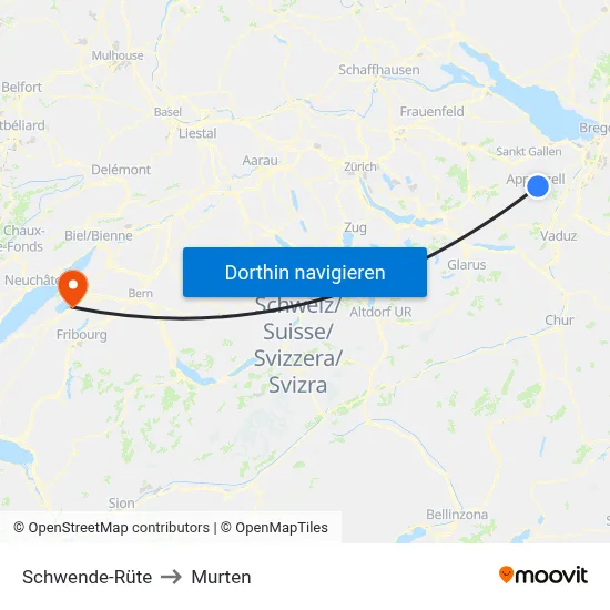 Schwende-Rüte to Murten map