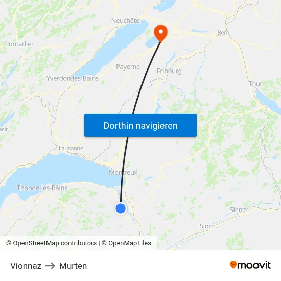 Vionnaz to Murten map