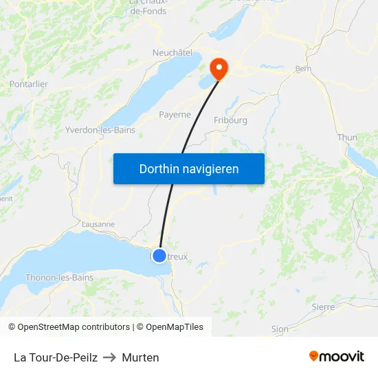La Tour-De-Peilz to Murten map