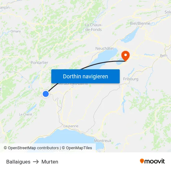 Ballaigues to Murten map