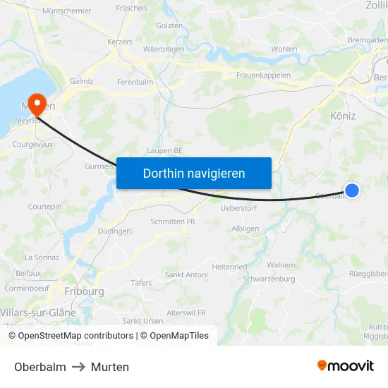 Oberbalm to Murten map