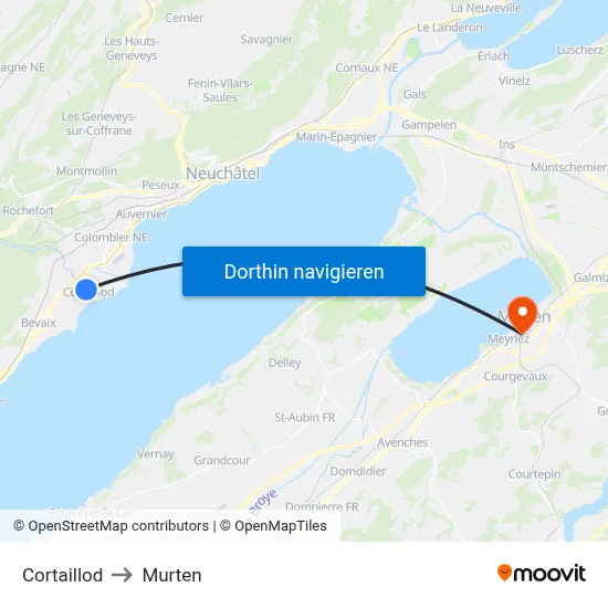 Cortaillod to Murten map