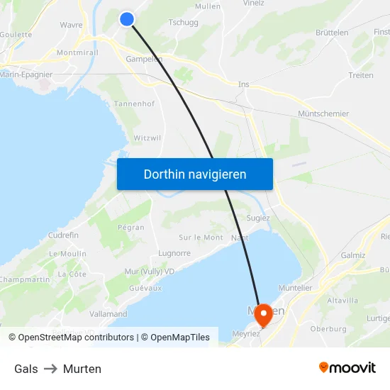 Gals to Murten map
