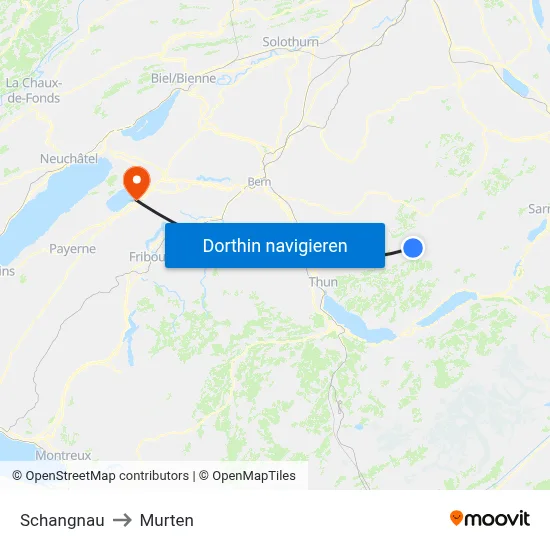 Schangnau to Murten map