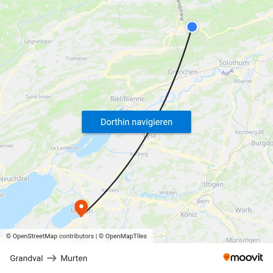 Grandval to Murten map
