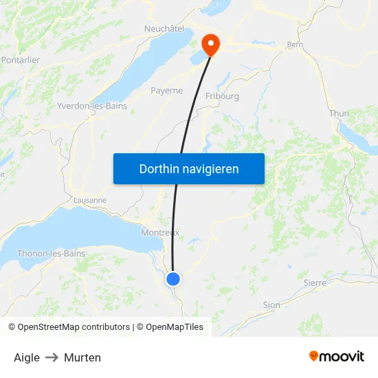 Aigle to Murten map