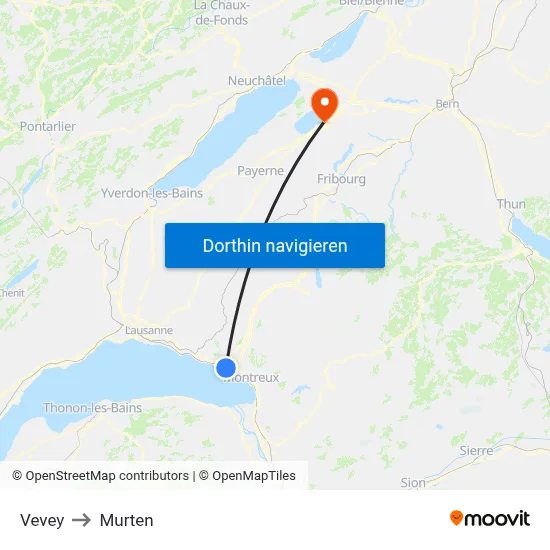 Vevey to Murten map