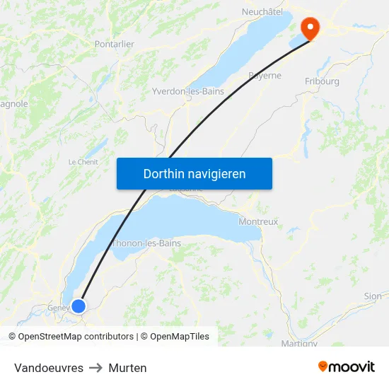 Vandoeuvres to Murten map