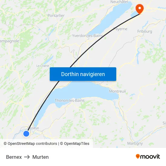 Bernex to Murten map