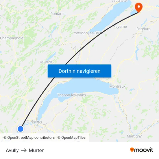 Avully to Murten map