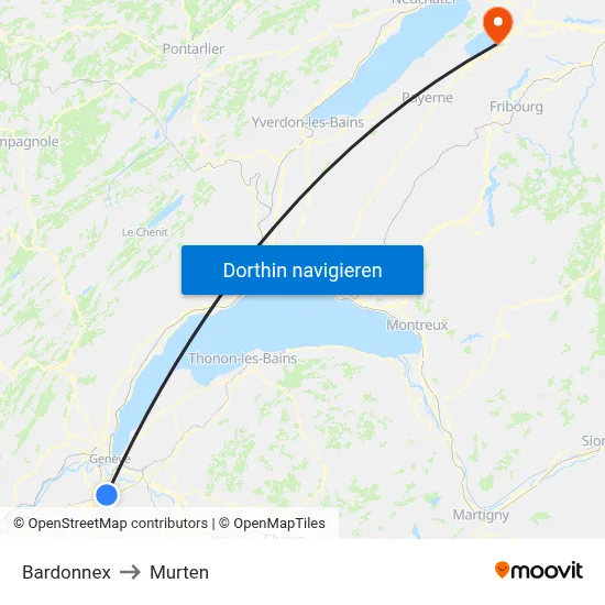 Bardonnex to Murten map