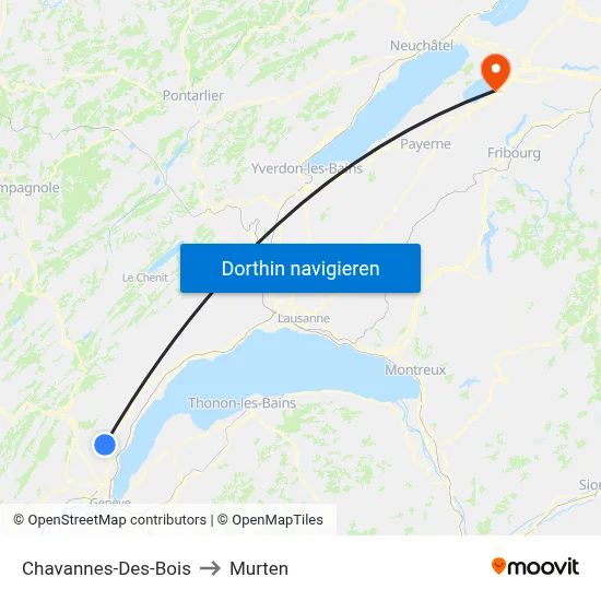 Chavannes-Des-Bois to Murten map