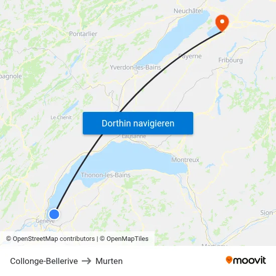 Collonge-Bellerive to Murten map