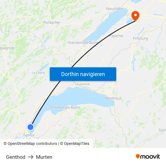 Genthod to Murten map