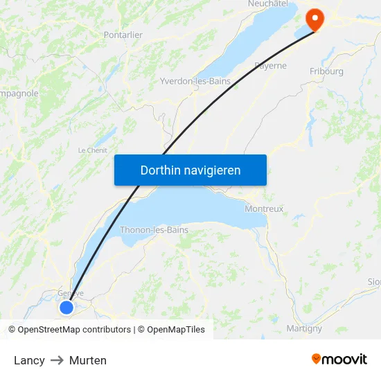 Lancy to Murten map