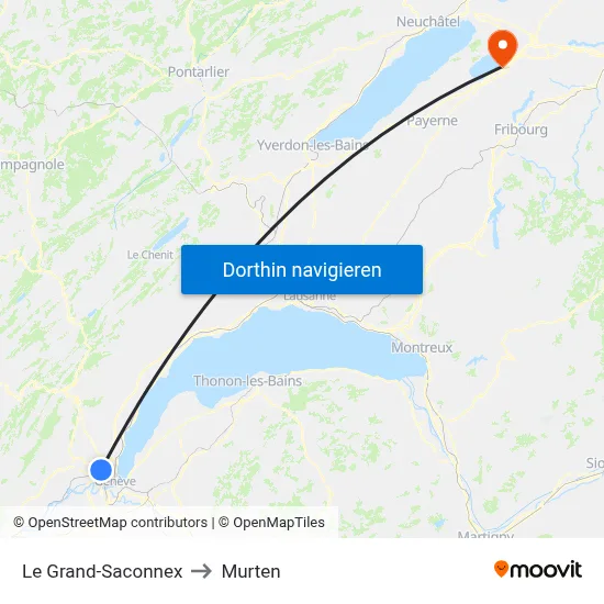 Le Grand-Saconnex to Murten map