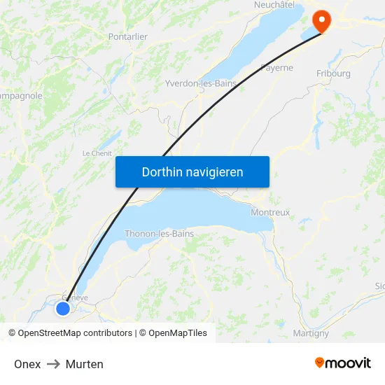 Onex to Murten map