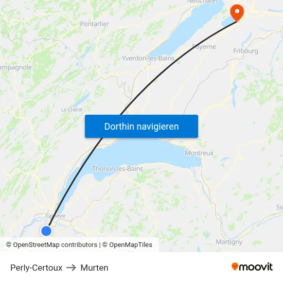 Perly-Certoux to Murten map