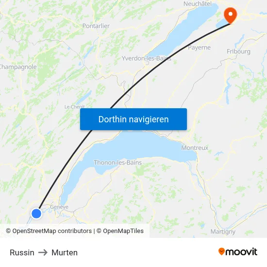 Russin to Murten map