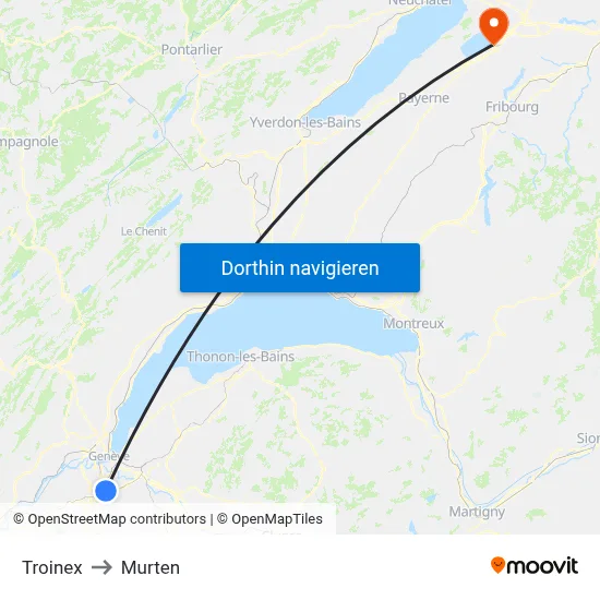 Troinex to Murten map