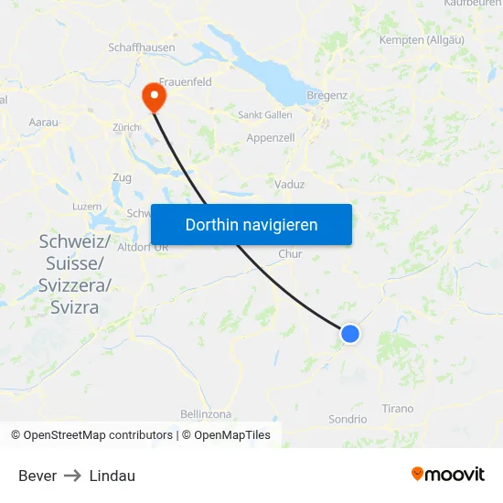 Bever to Lindau map