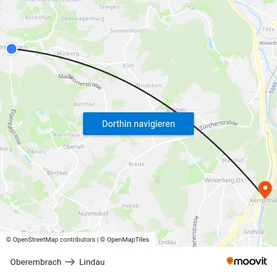 Oberembrach to Lindau map