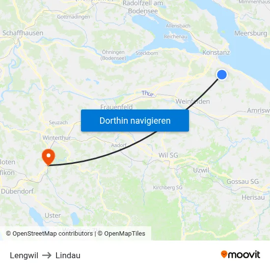 Lengwil to Lindau map