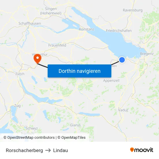 Rorschacherberg to Lindau map