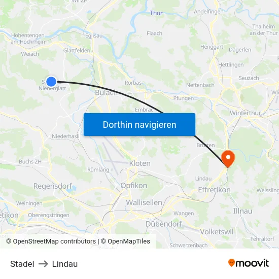 Stadel to Lindau map