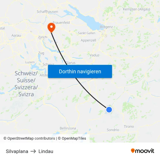 Silvaplana to Lindau map