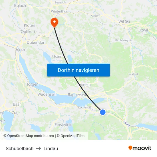 Schübelbach to Lindau map