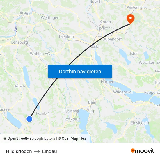 Hildisrieden to Lindau map