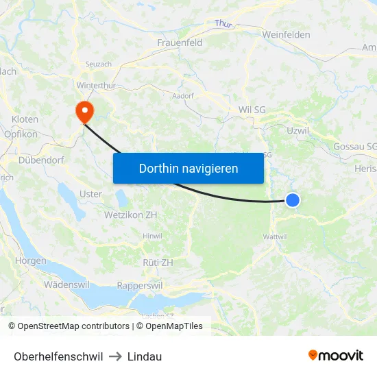 Oberhelfenschwil to Lindau map