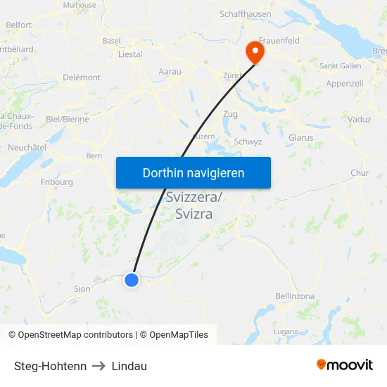 Steg-Hohtenn to Lindau map