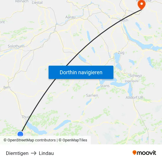 Diemtigen to Lindau map