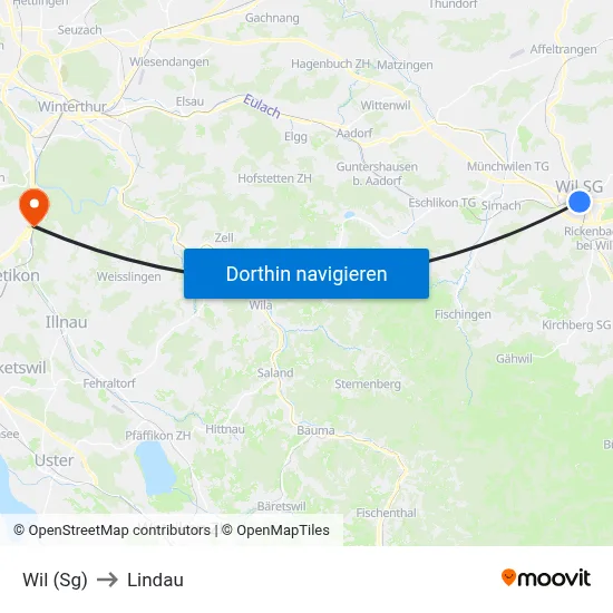 Wil (Sg) to Lindau map