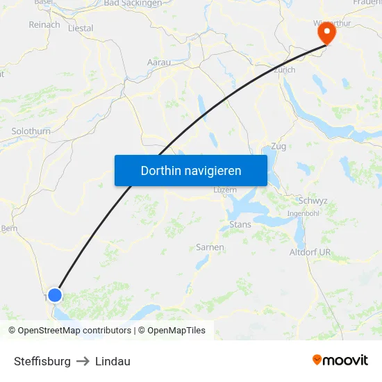 Steffisburg to Lindau map