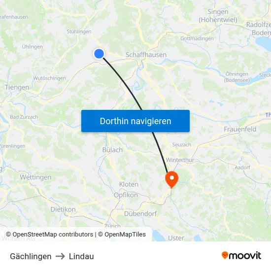 Gächlingen to Lindau map