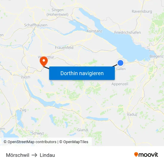 Mörschwil to Lindau map
